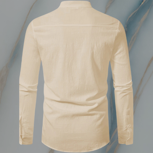 ColeandSkye | Men's Linen Henley with Heritage Collarless Design